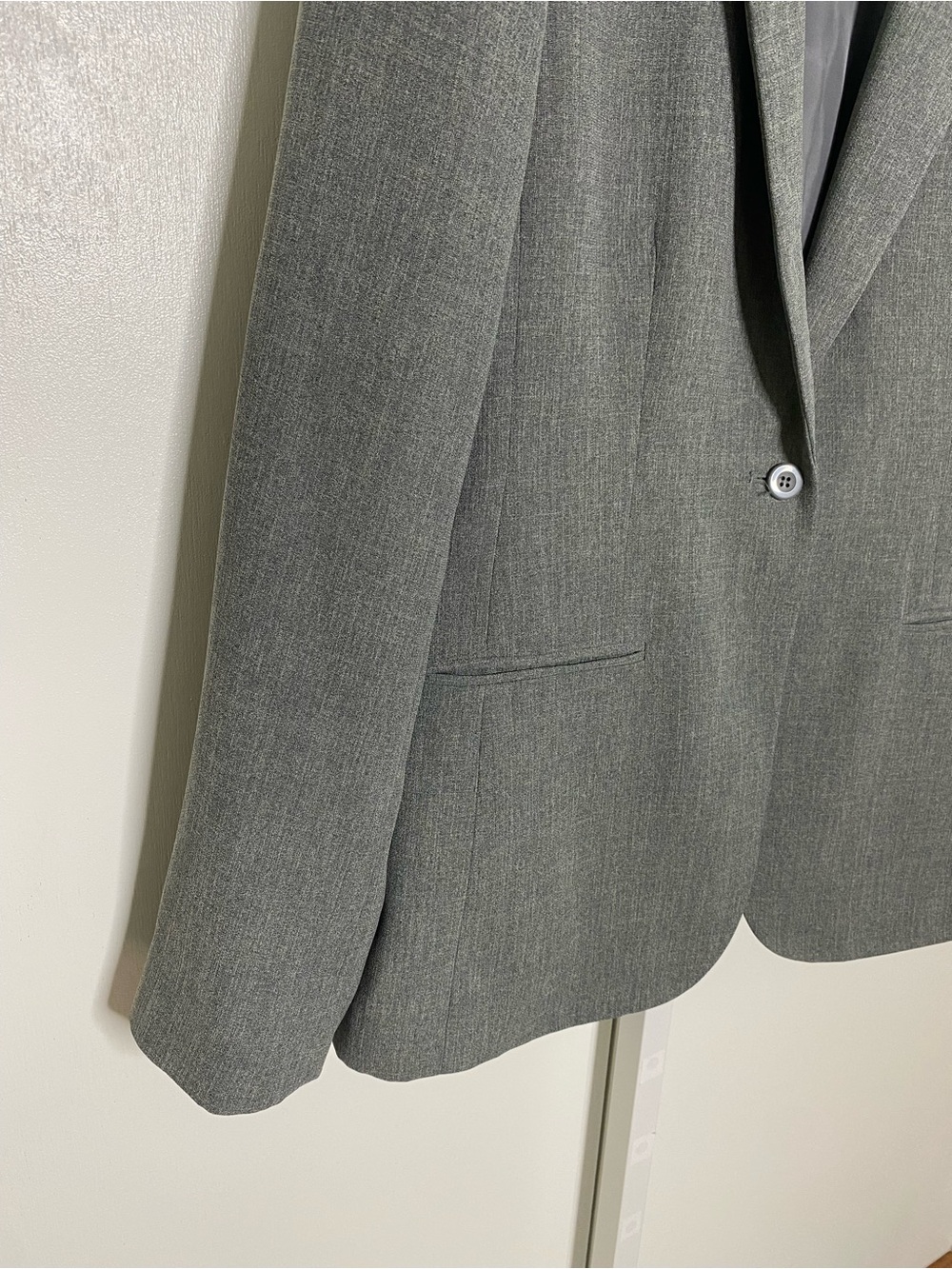 New York & Company | Y2K Grey/Gray One-Button Model Off-Duty Blazer Sz 14 - Picture 7 of 16